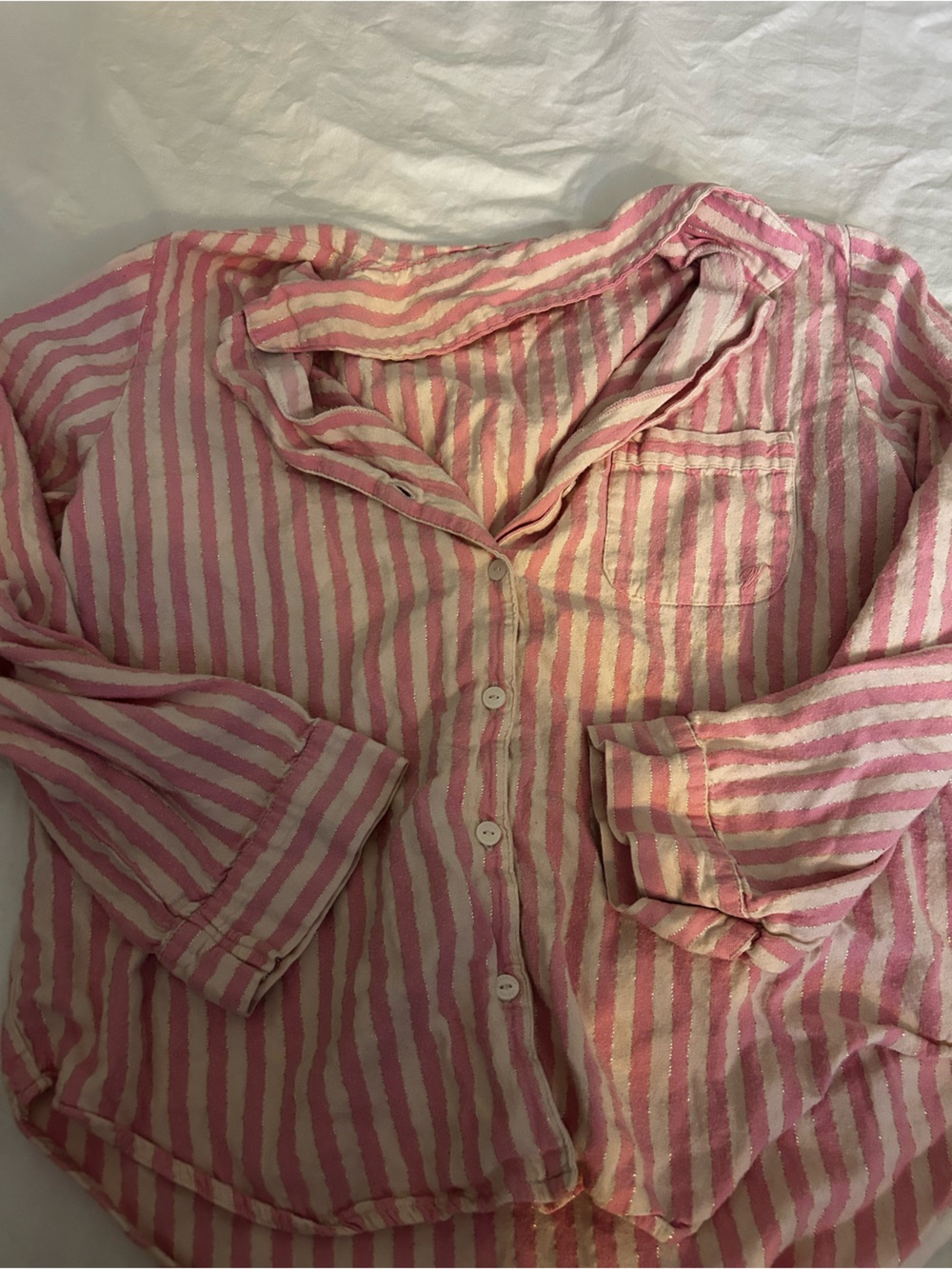 Victoria's Secret Pink and White Striped Pajama Set